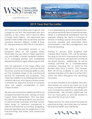 WSS CPAs 2019 year-end newsletter